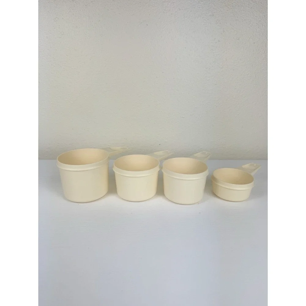 Set Of Tupperware 761-6 Stack Nesting Measuring Cups Almond Beige Replacements 4
